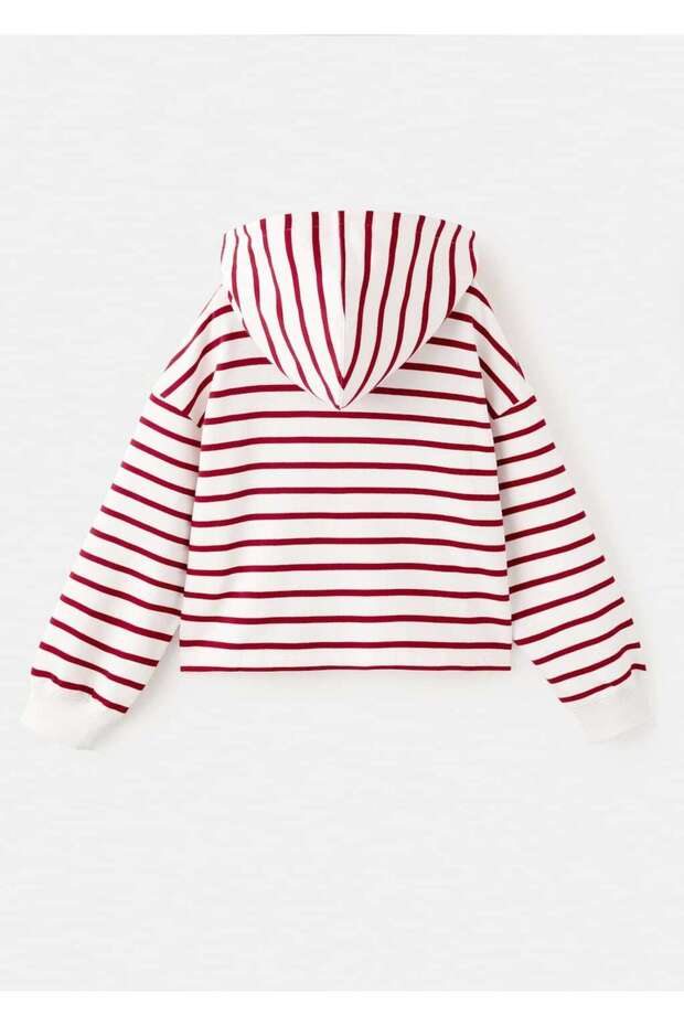 Çizgili kapüşonlu sweatshirt - 2