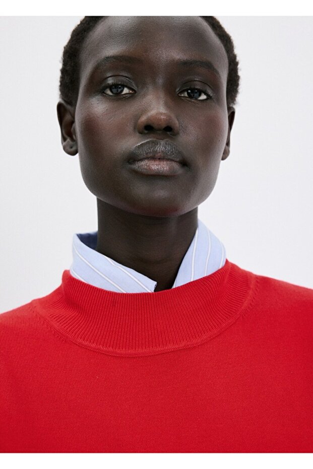 Perkins yakalı triko elbise - 6