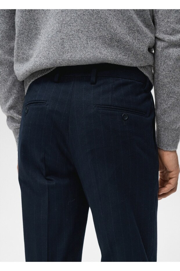 Slim fit flanel pantolon - 7