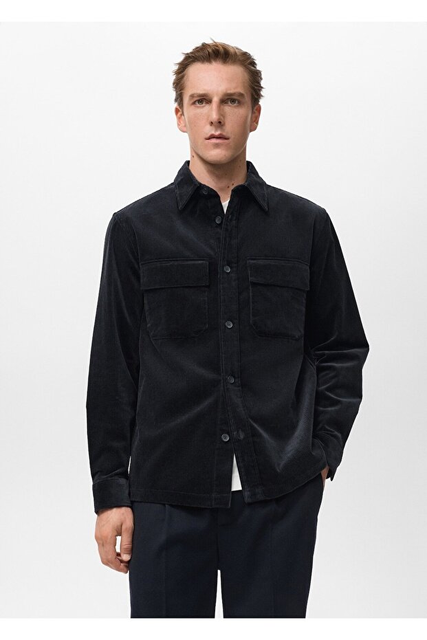 Cepli fitilli kadife gömlek ceket - 1