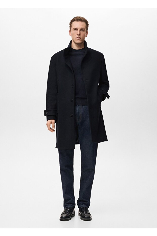 Dik yaka yün palto - 2