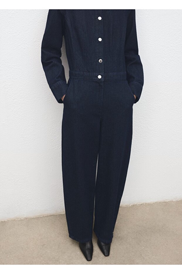 Düğmeli kot tulum - 7