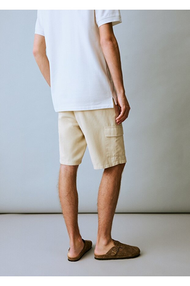 Keten kargo bermuda şort - 4