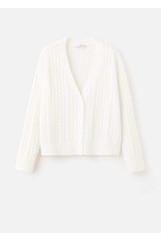 Örgü desenli triko hırka - 3