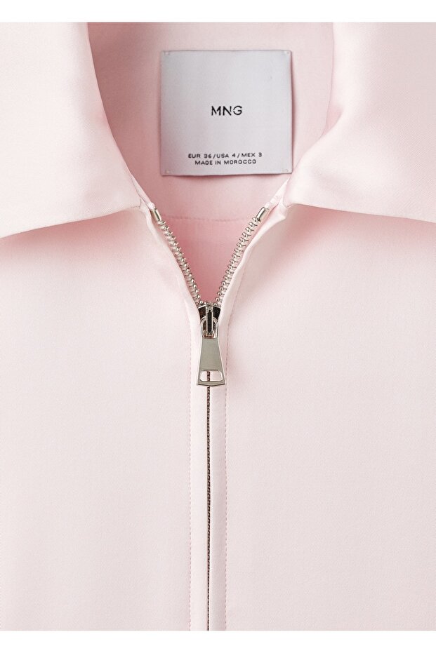Fermuarlı saten ceket - 6