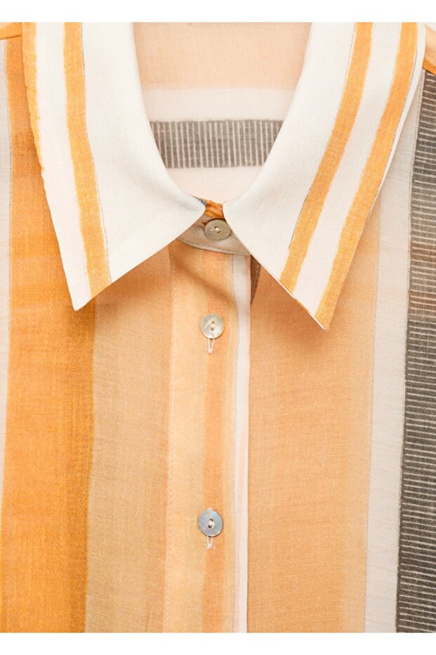 Lyocell çizgili gömlek - 5