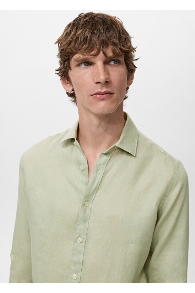 %100 keten regular fit gömlek - 6