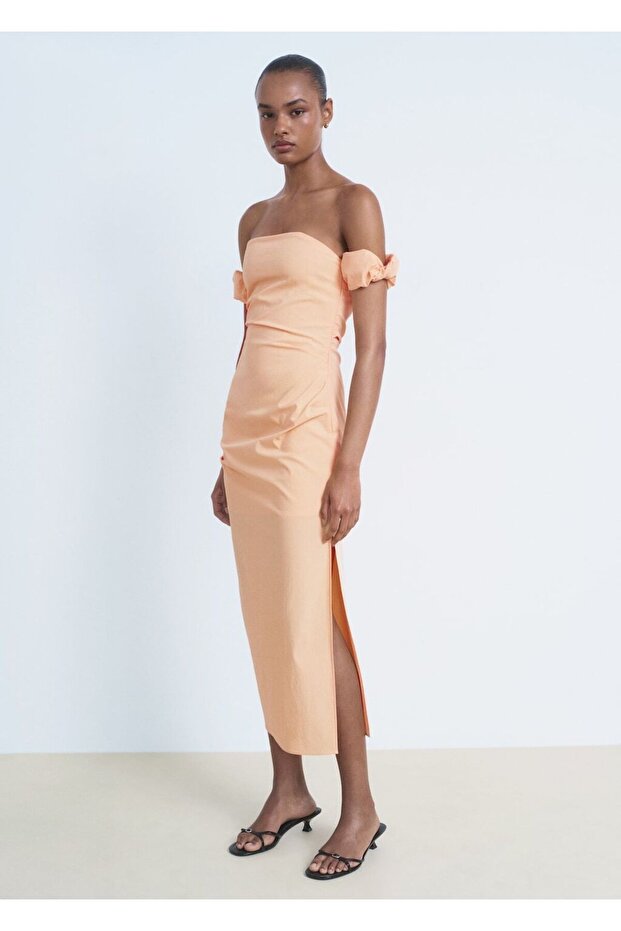 Straplez midi elbise - 2