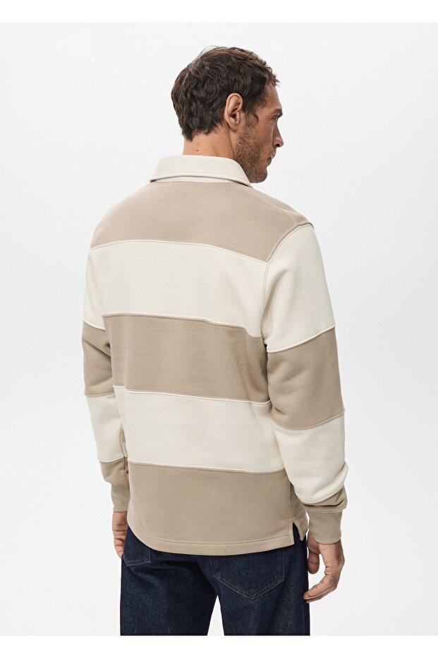 Çizgili polo sweatshirt - 4