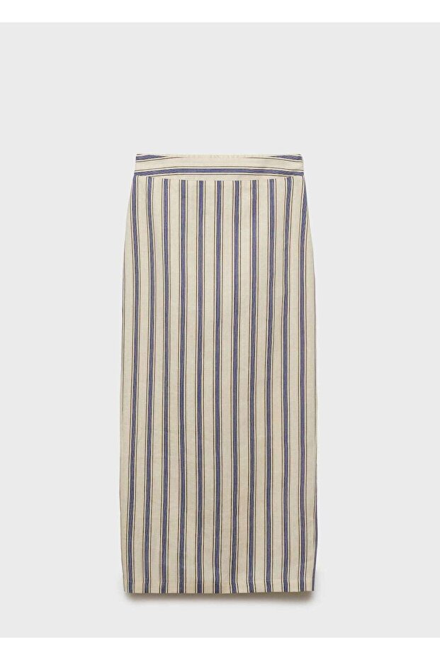 Çizgili keten etek - 3