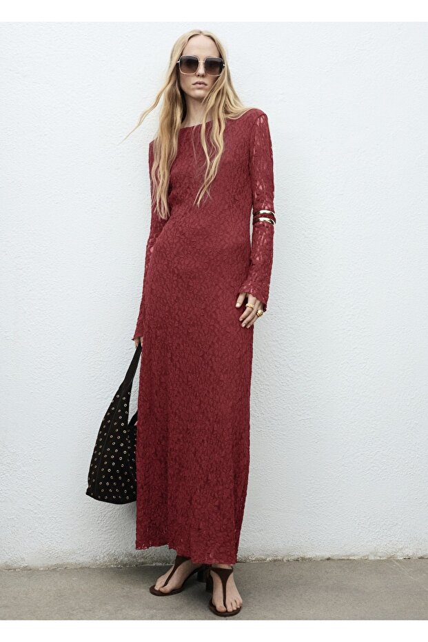Çan kollu dantel elbise - 2