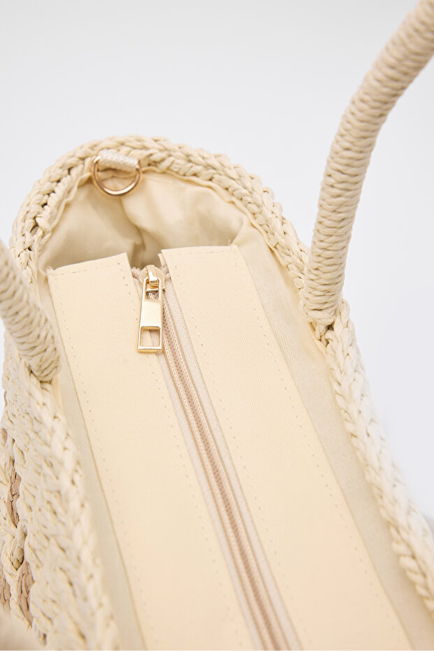 Bej Hasır El ve Çapraz Çanta - 5