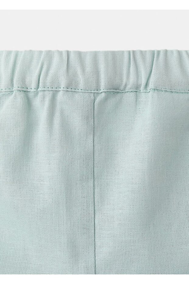 Keten karışımlı bermuda şort - 4