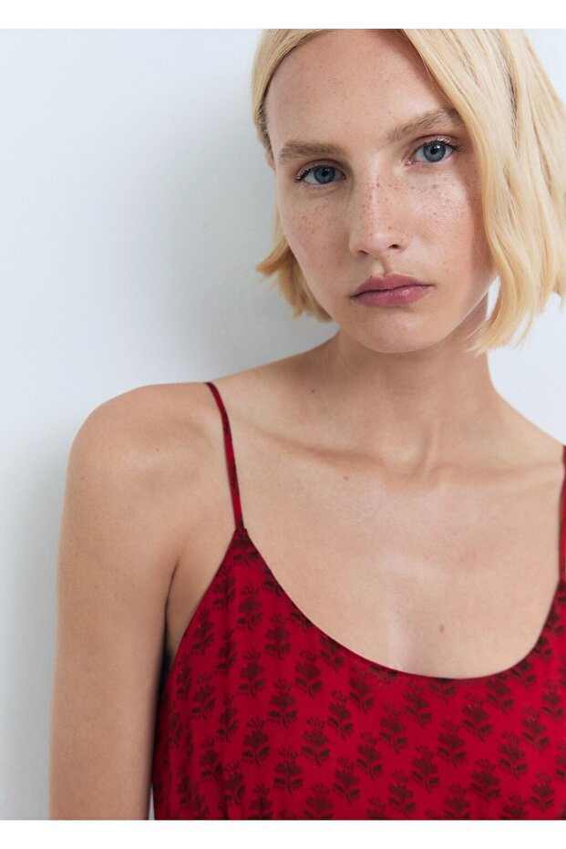 Çiçek desenli şifon elbise - 5