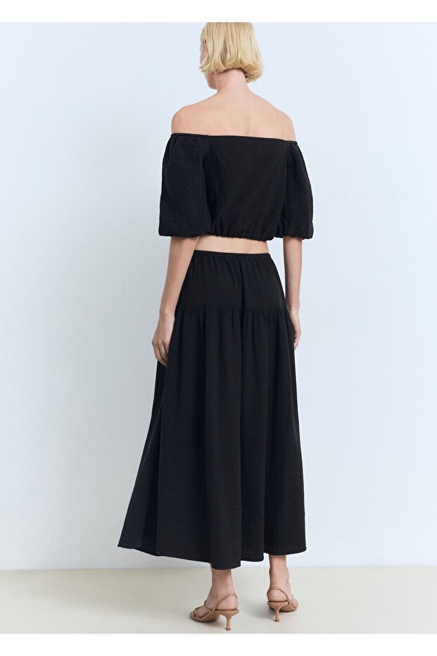 Bağcıklı pamuklu etek - 4