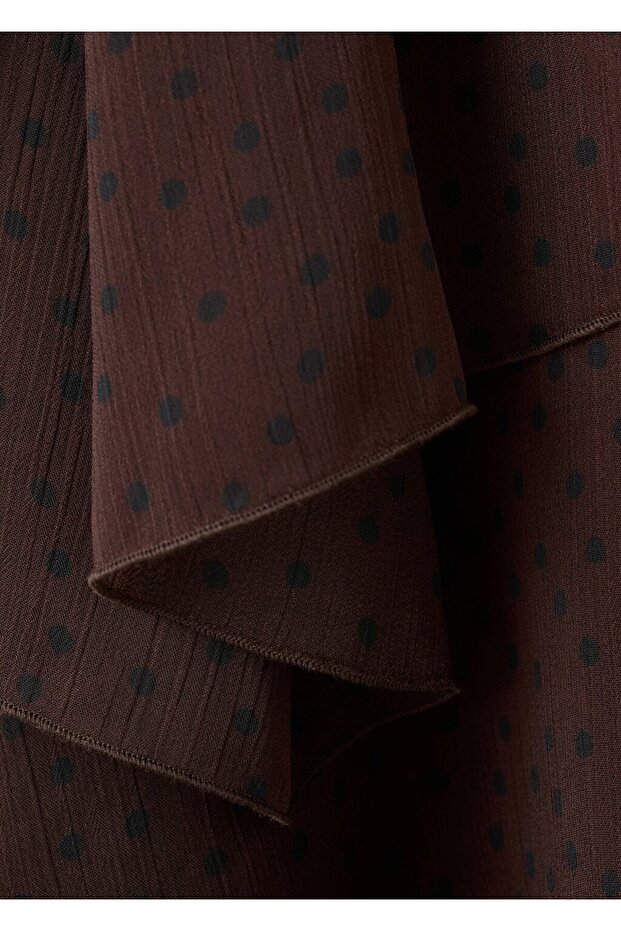 Fırfırlı puantiyeli elbise - 7