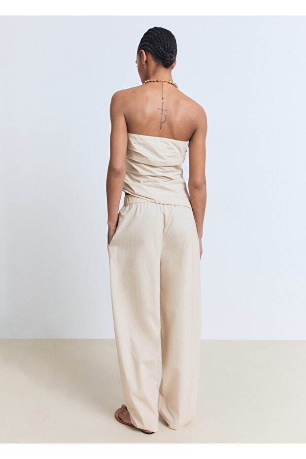 Asimetrik straplez bluz - 4