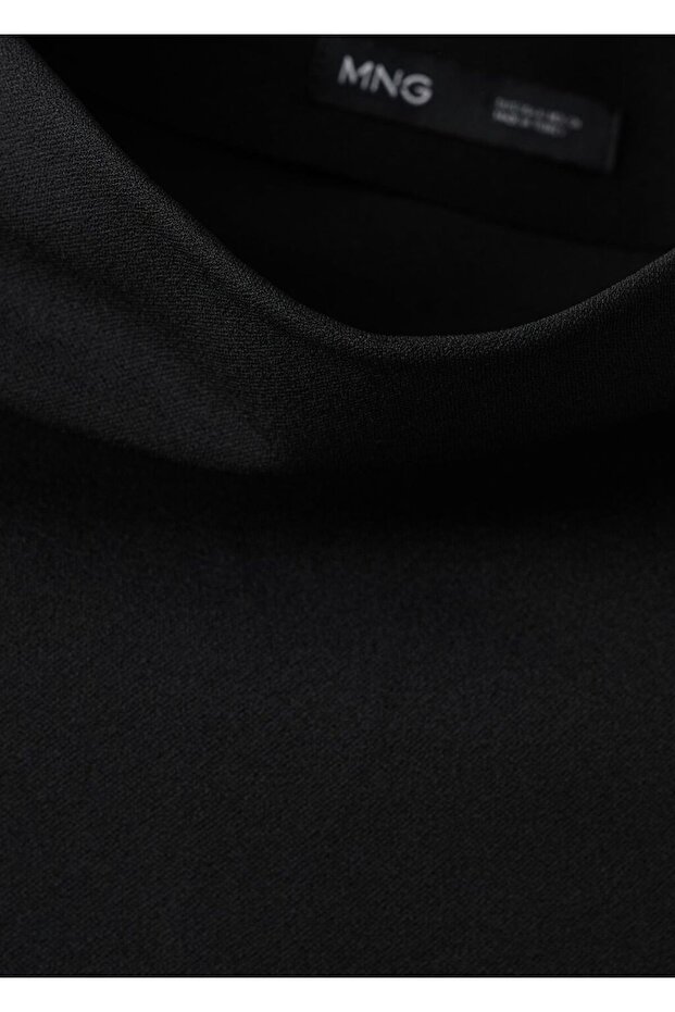 Asimetrik yaka midi elbise - 8