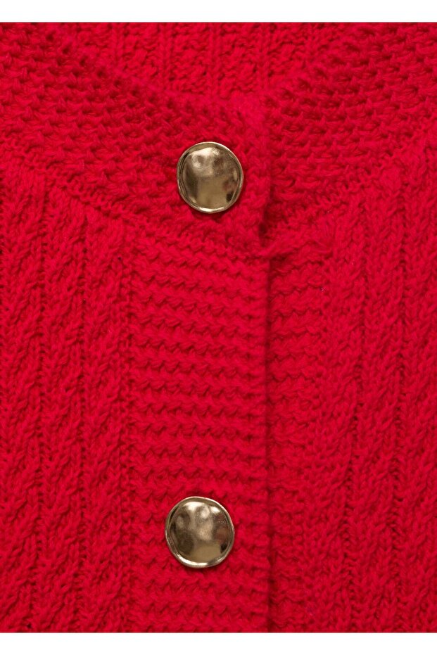 Düğmeli kalın triko yelek - 7