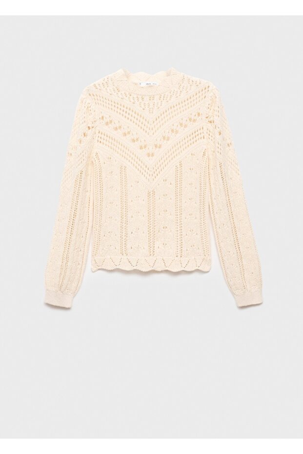 Ajur detaylı triko kazak - 3