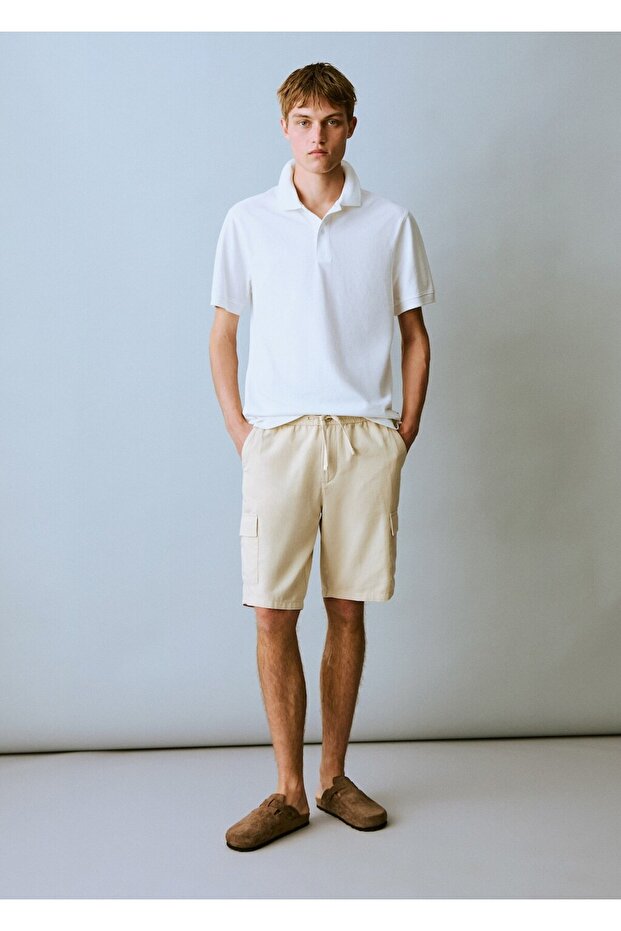 Keten kargo bermuda şort - 2