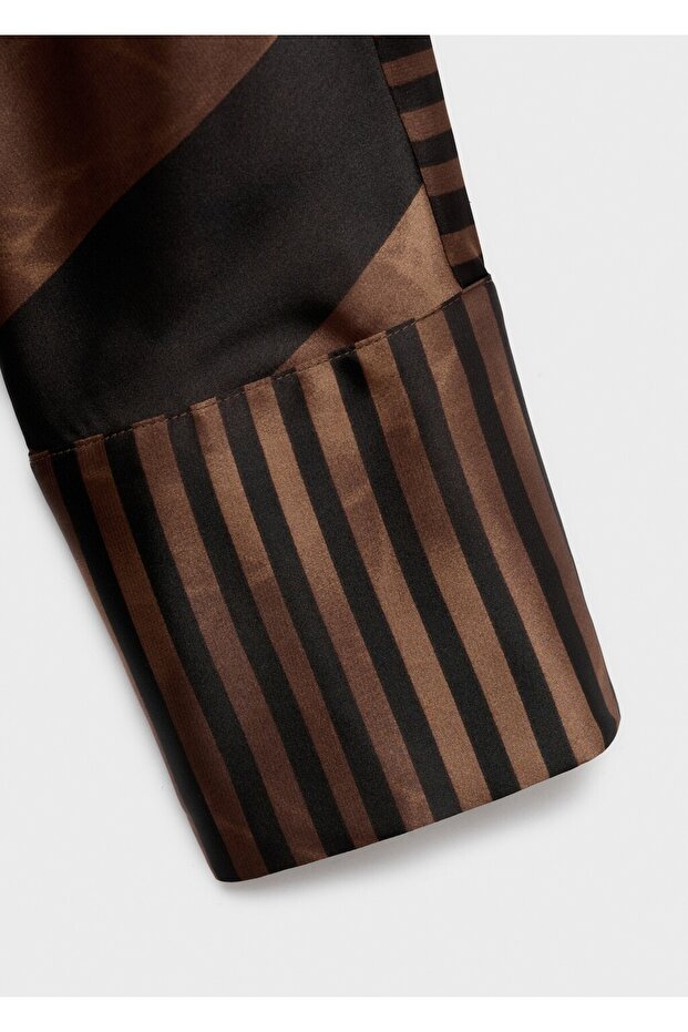 Çizgili saten gömlek - 5