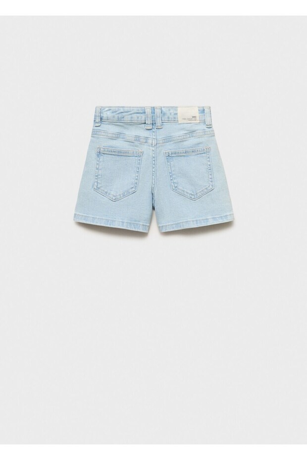 Düz kesim denim şort - 2