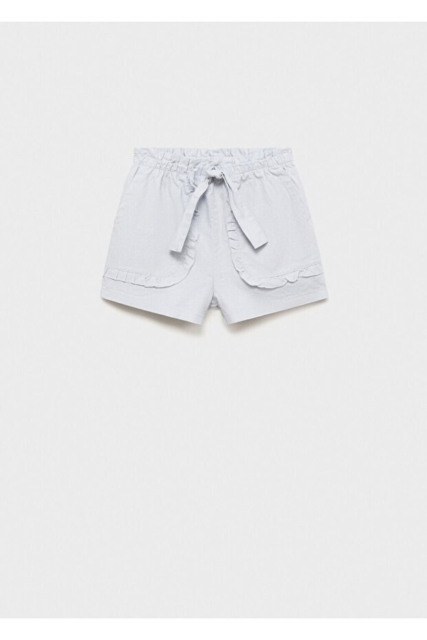 Kemerli keten şort - 3