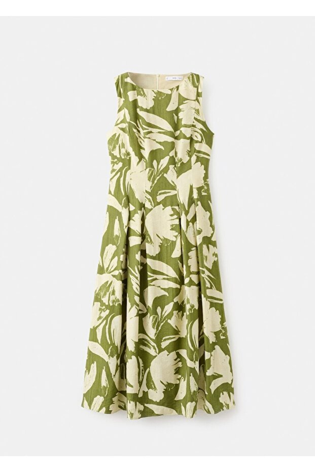 Çiçek desenli evaze elbise - 3