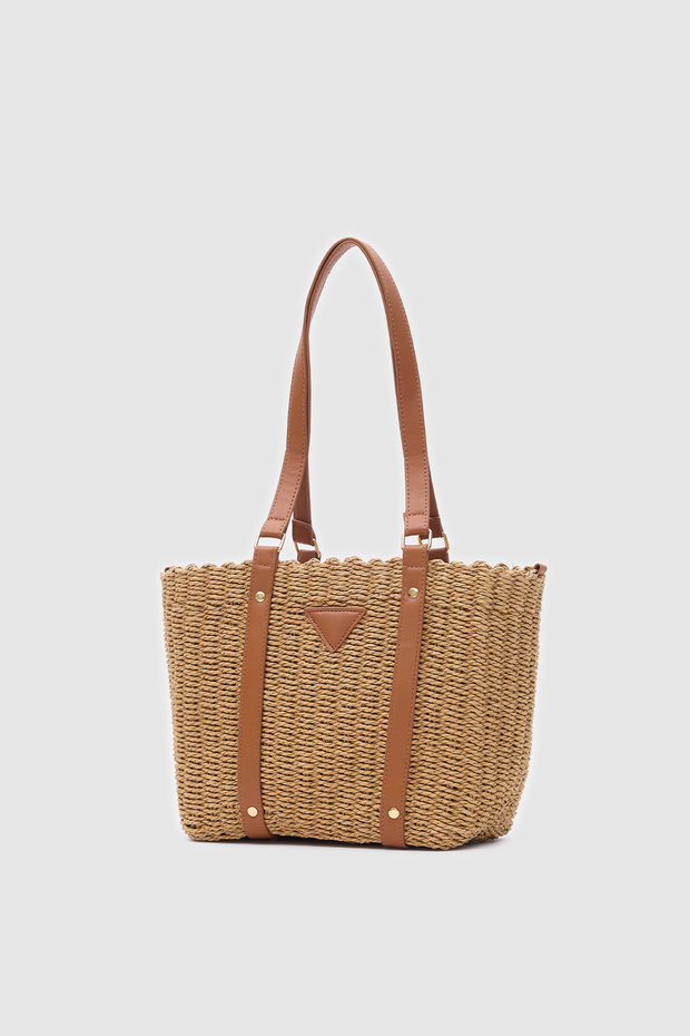 Camel Solea Hasır Omuz Çantası - 2