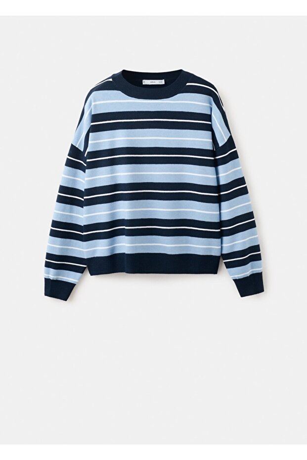 Çizgili triko kazak - 3