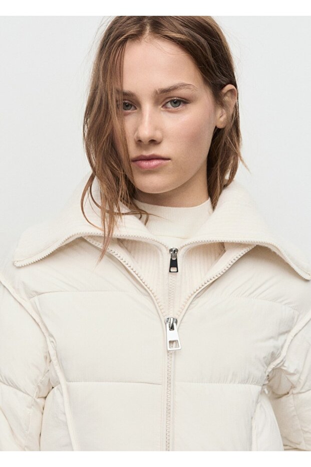 Dokuma kumaş kapitone anorak - 6