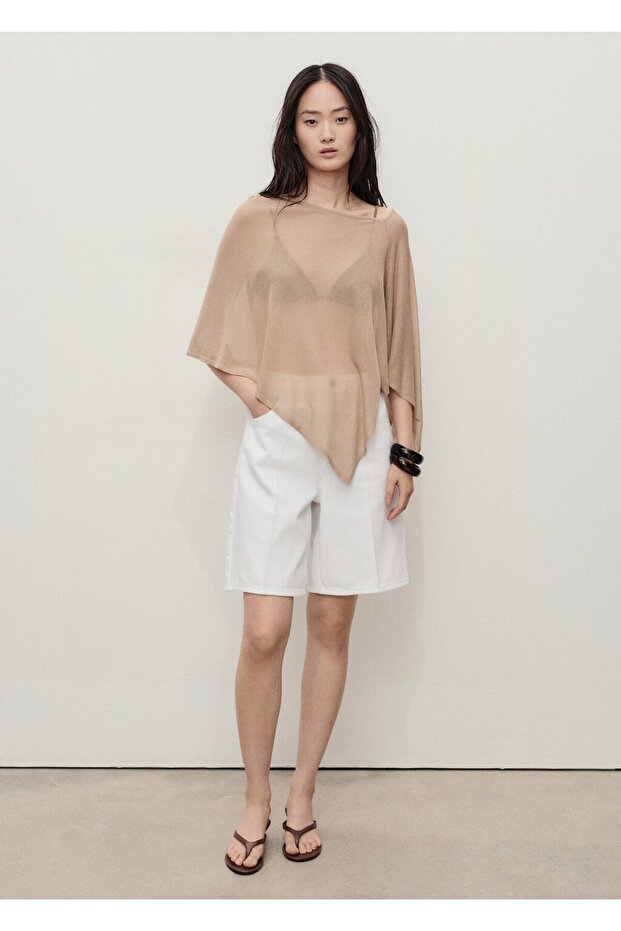 Yüksek Belli Bermuda Denim Şort - 2