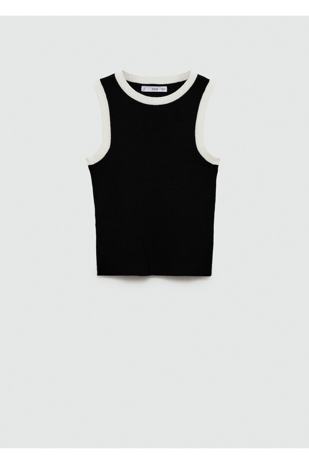 Kontrast şeritli triko bluz - 3