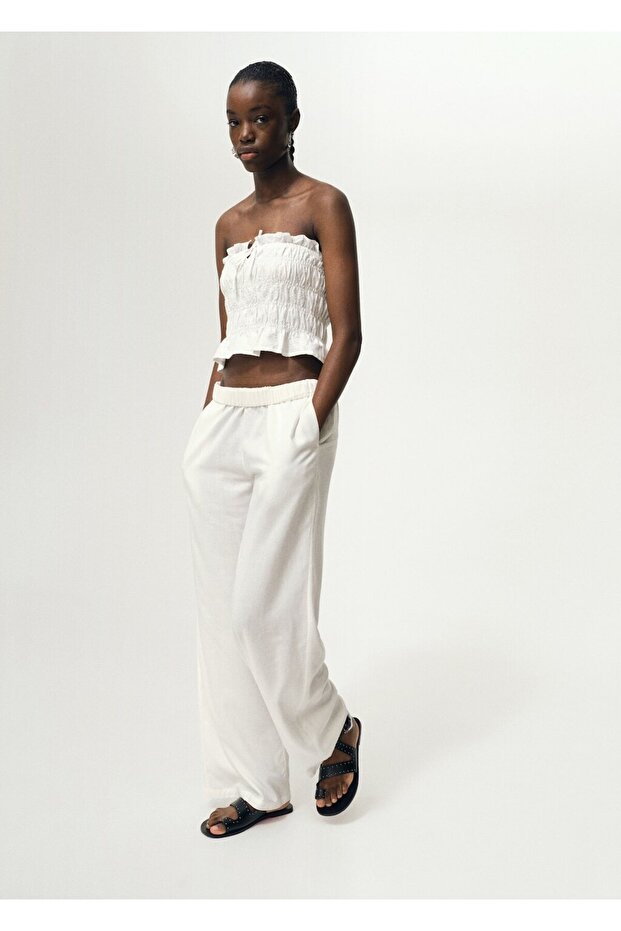 İşlemeli crop bluz - 1