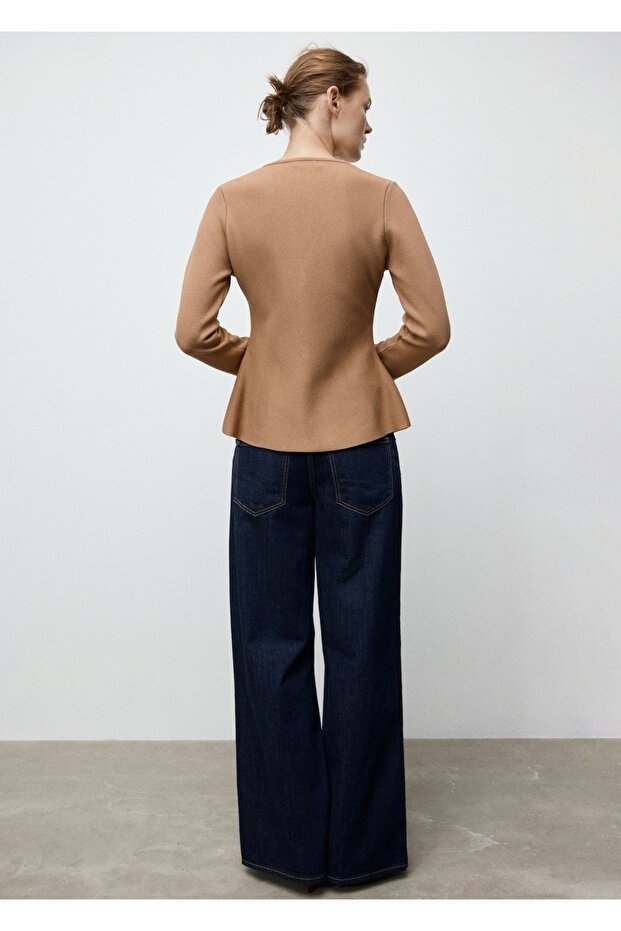 Düğmeli dar kesim triko ceket - 4