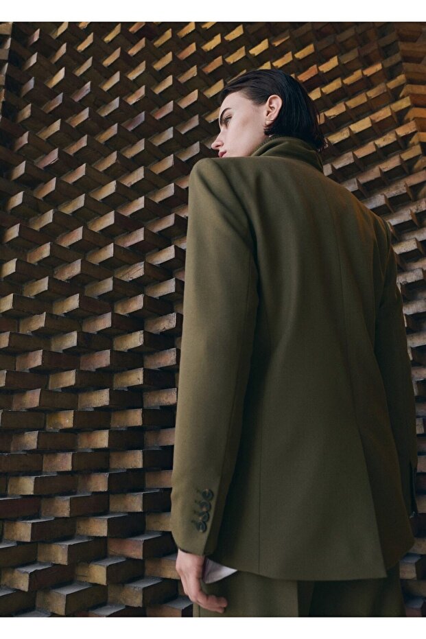 Çift düğmeli kumaş blazer ceket - 4