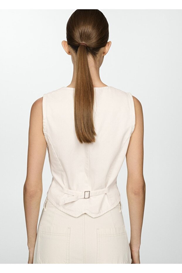 Düğmeli denim yelek - 4