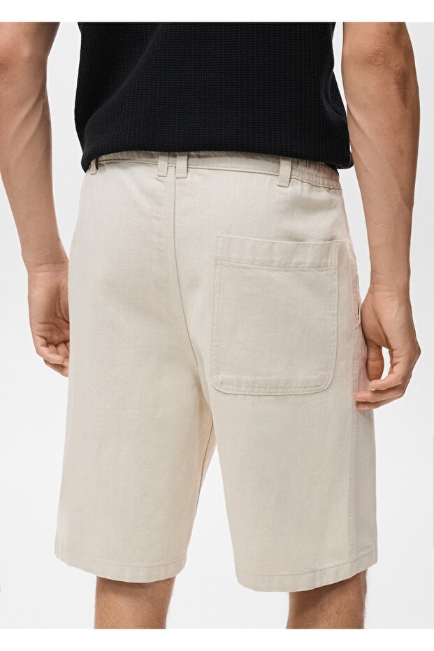 Keten bağlı şort - 8