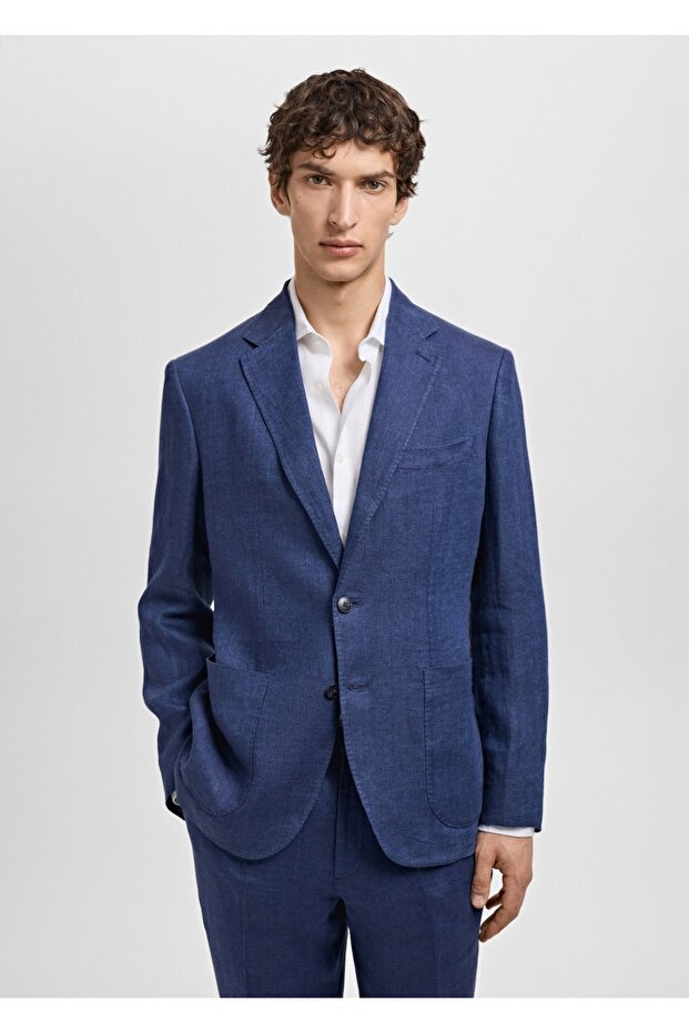 %100 keten slim fit Salerno blazer ceket - 1