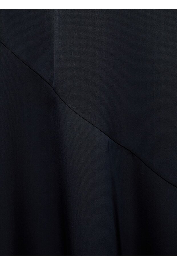 Drape yaka yırtmaçlı elbise - 7