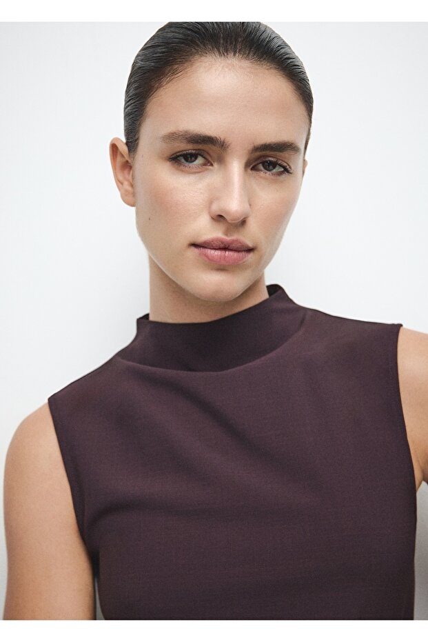 Metal süslemeli evaze elbise - 6