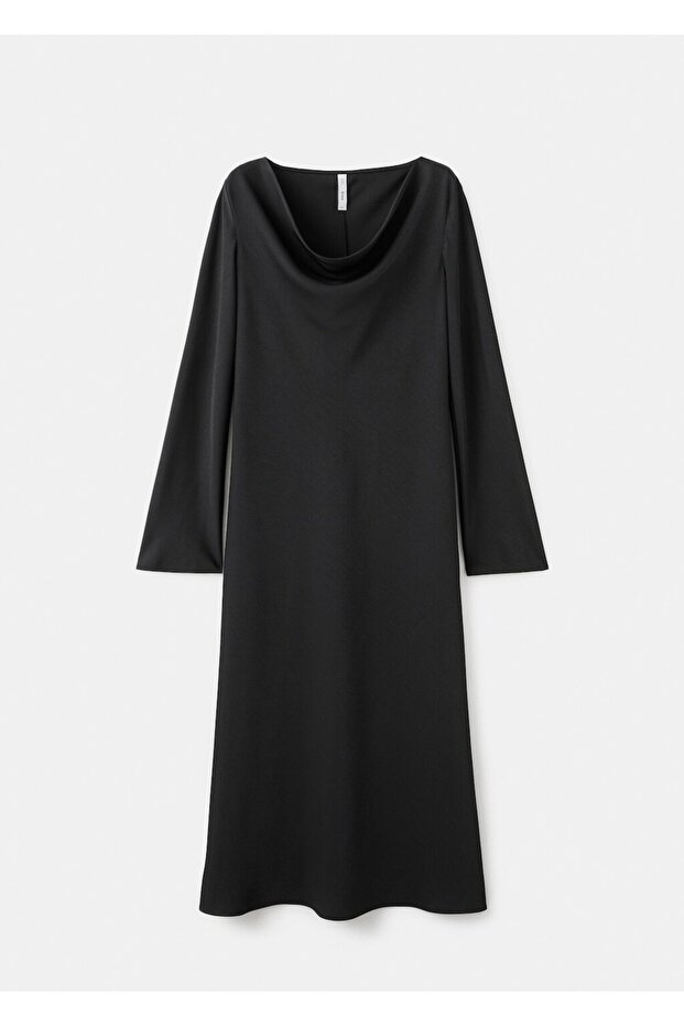 Yakası drapeli elbise - 3