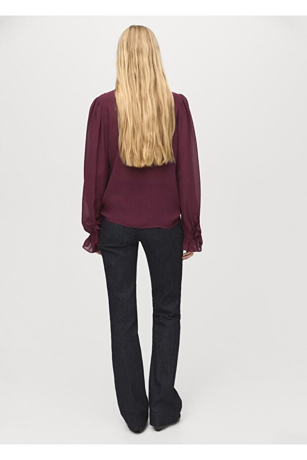 Volanlı fularlı bluz - 4