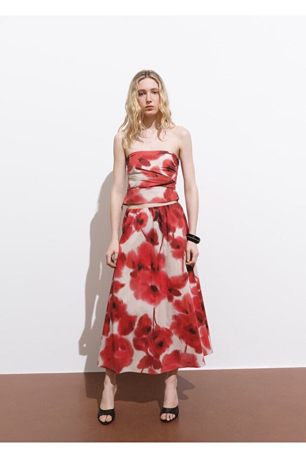 Bandeau-Bluse mit Blumenmuster - 2