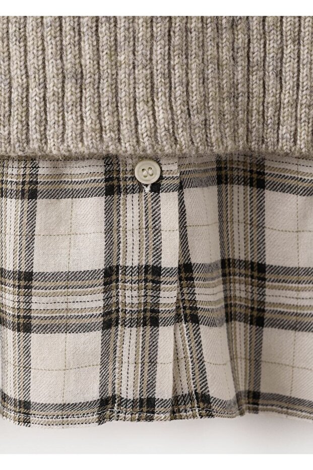 Kombine gömlek kazak - 5