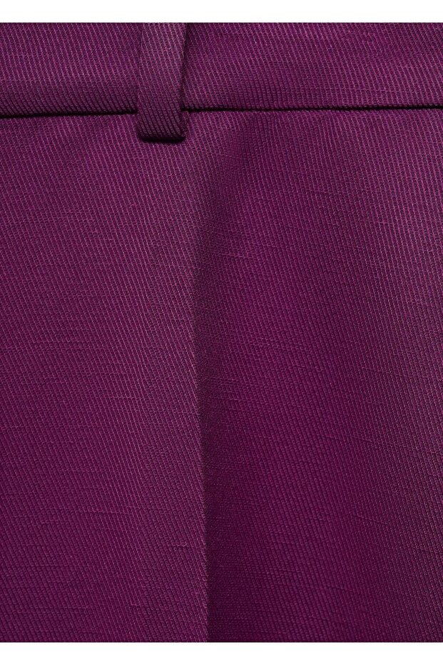 Düz kesim keten karışımı pantolon - 5