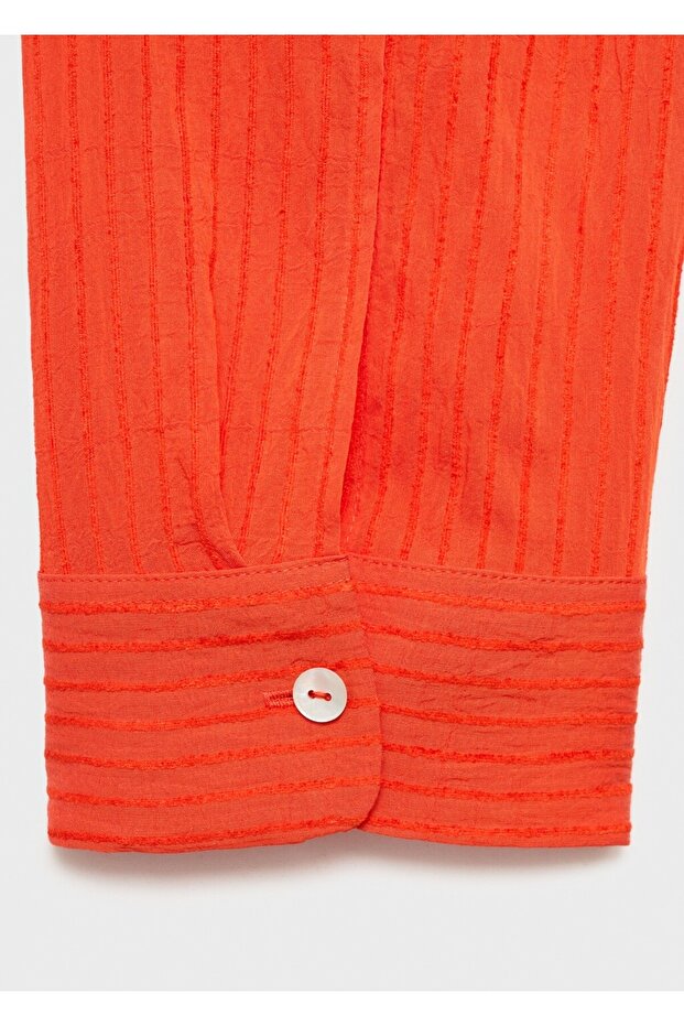 Kırışık görünümlü oversize gömlek - 7