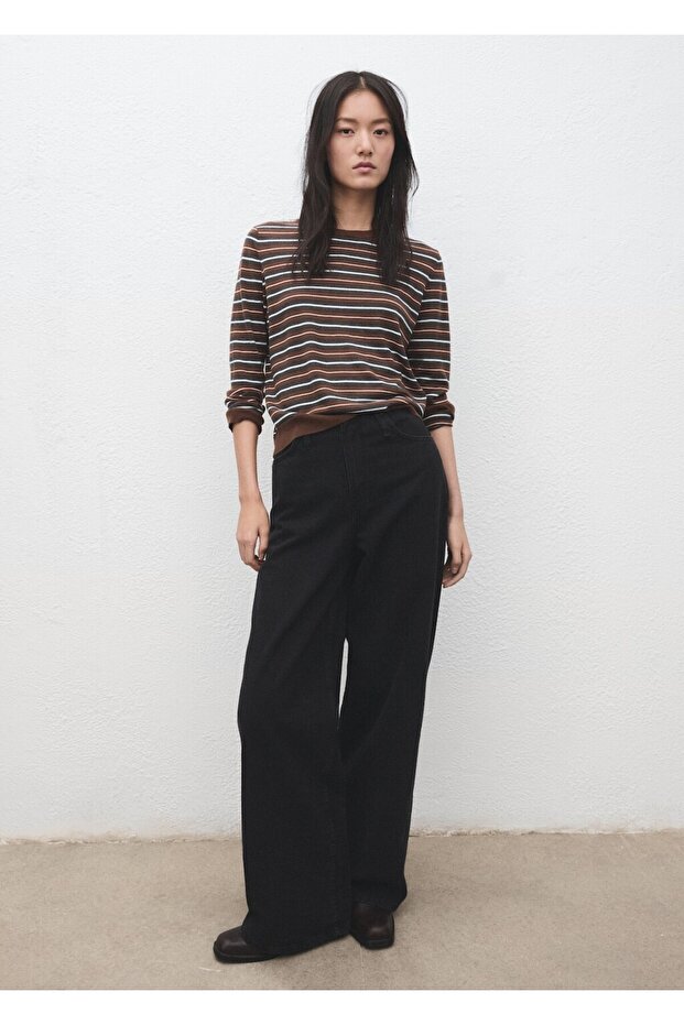 Çizgili triko kazak - 2