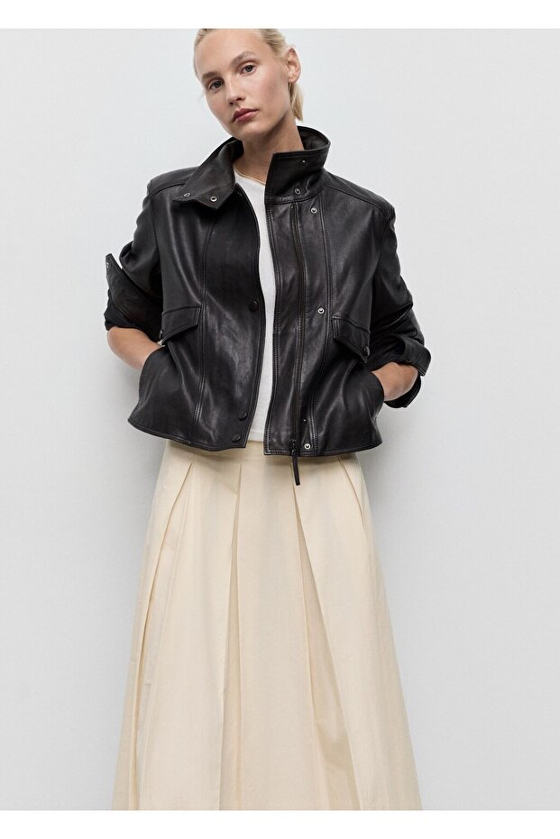 İri pileli midi etek - 6